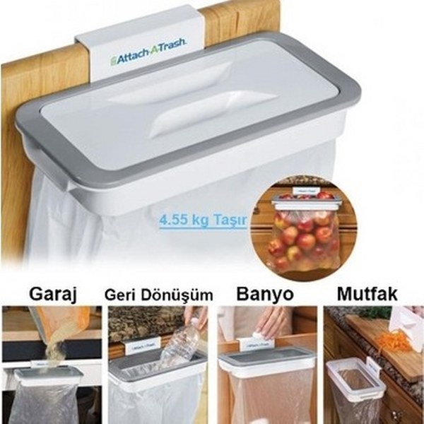 Attach A Trash Kapaklı Çöp Poşeti Tutucu Aparat