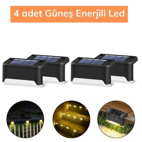 Solar Güneş Enerjili Köşebent  Merdiven Veranda Bahçe Led Lamba 4 Lü Set