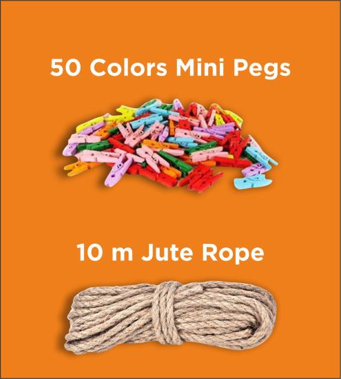 50 Adet Mini Mandal 10 Metre Jüt İpi