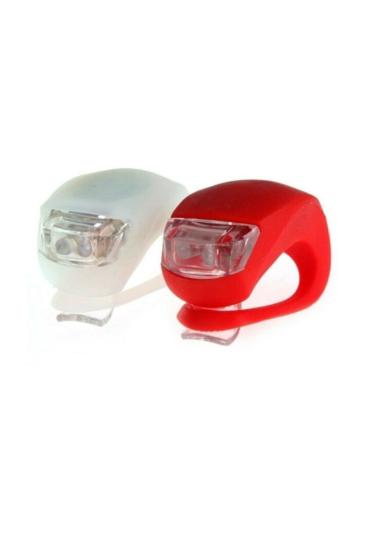 Kırmızı Beyaz Çift Renkli Led Lamba Kurbağa Silikon Işık 3 Kademelil Bisiklet Gidon Işığı 2’li