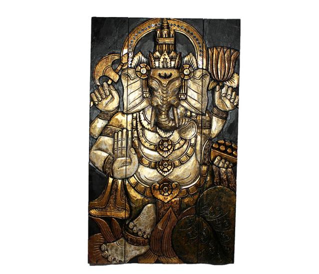 Ahşap Duvara Asmalı Ganesha Figürü No:9
